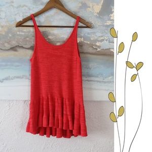 Hinge red cotton and rayon blend sweater tank